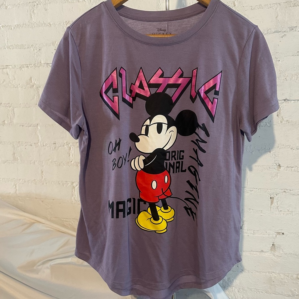 Classic Mickey Mouse ‘Oh Boy!’ T-Shirt Purple Graphic Print Size XXL